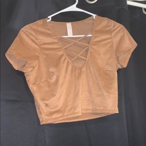 May Pink- Suede Crop Top